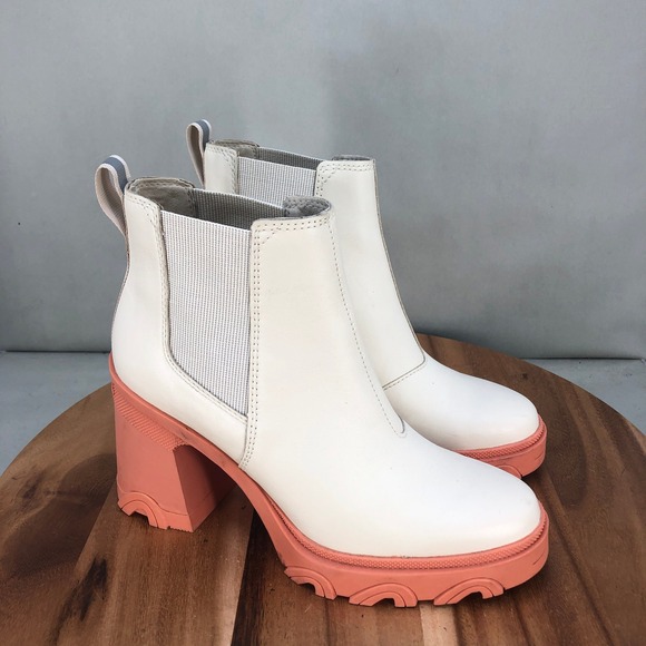 Sorel Shoes - Sorel Brex Boot Chelsea White Peach Pink Chunky Lug NL4350-120 Womens Size 8.5